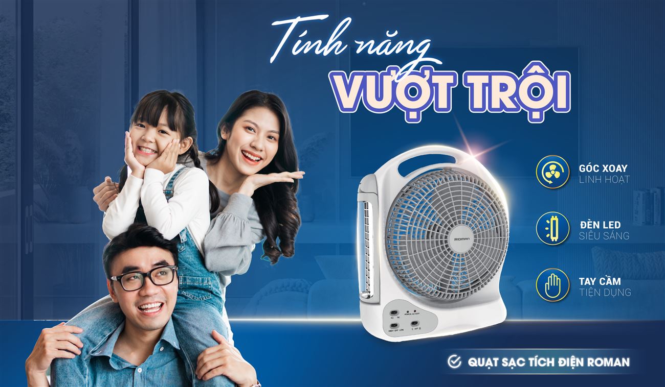 Quạt tích điện nổi bật với nhiều tính năng thuận tiện