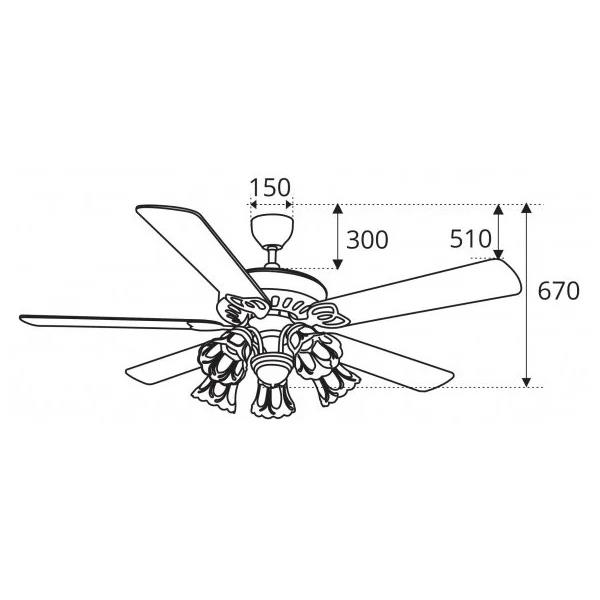 Quạt trần đèn cánh gỗ Sinwa F622 ORB màu nâu