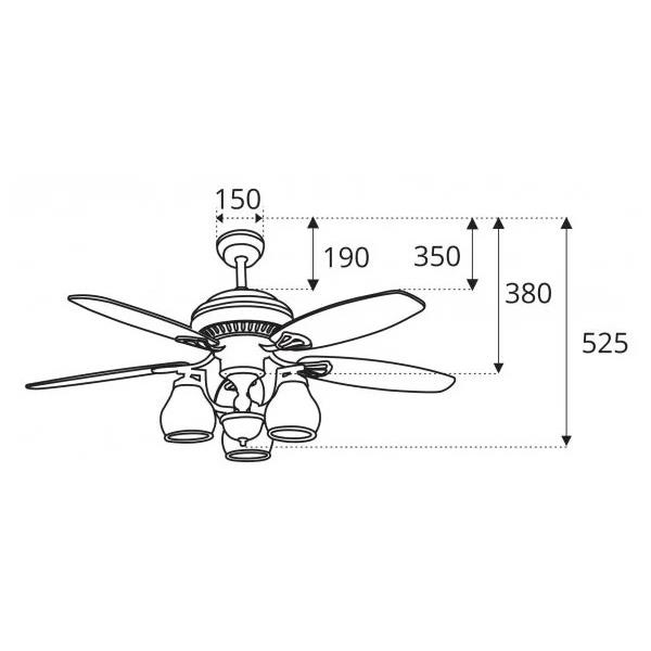 Quạt đèn trần trang trí Sinwa ORB028 cánh gỗ màu nâu