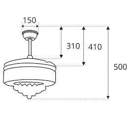 Quạt trần đèn giấu cánh Sinwa XD 108 màu vàng kim