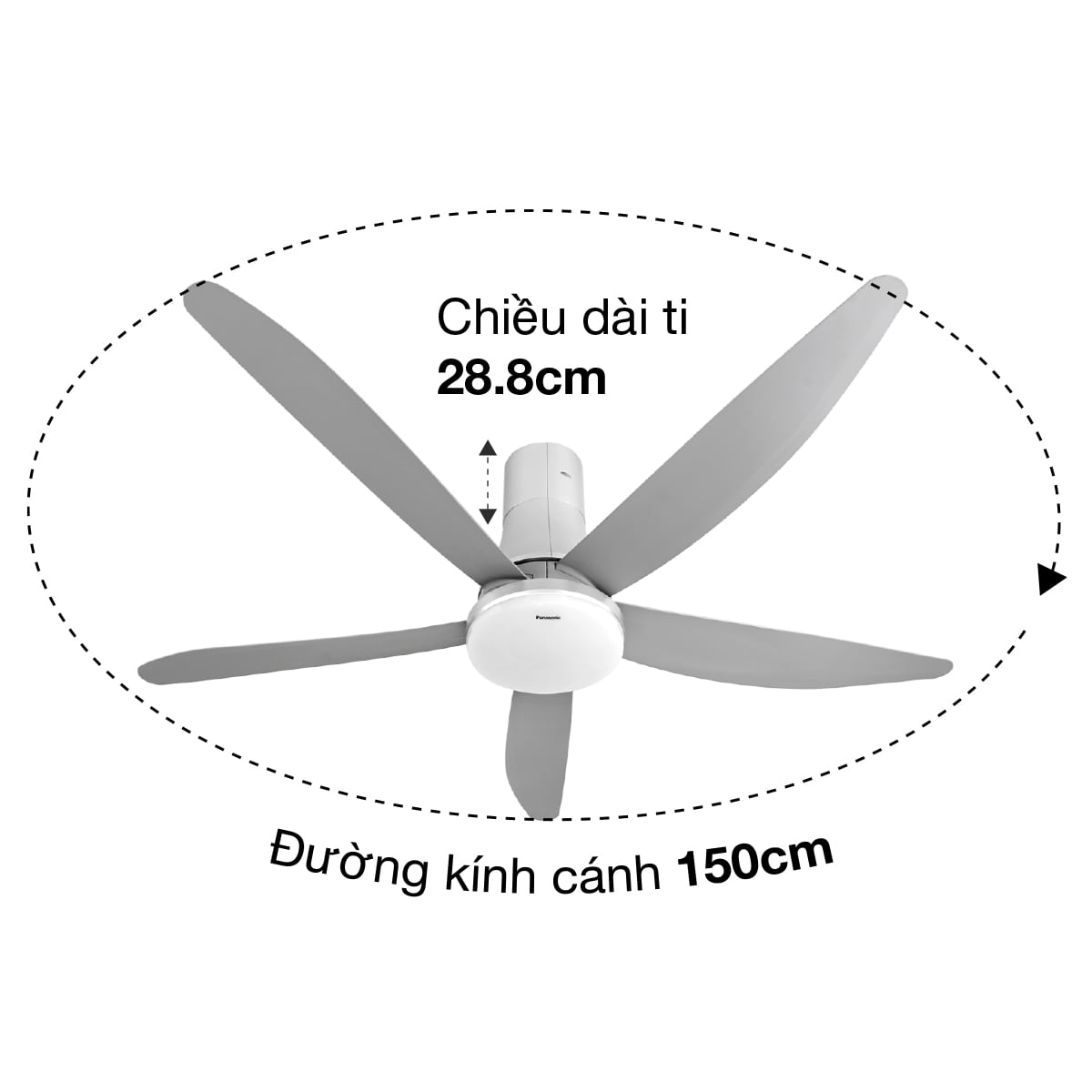 Quạt trần Panasonic F-60UFN có đèn Led 5 cánh