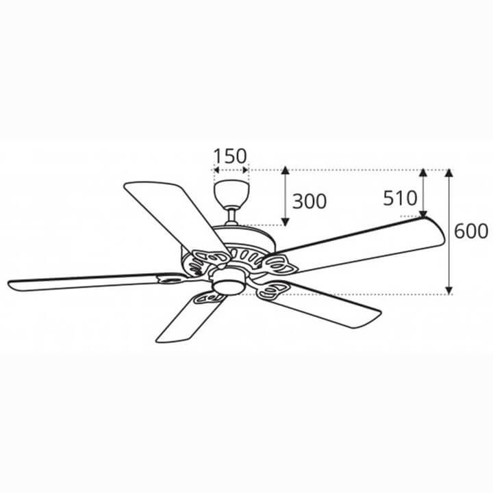 Quạt trần trang trí không đèn cánh gỗ Sinwa F62 AB