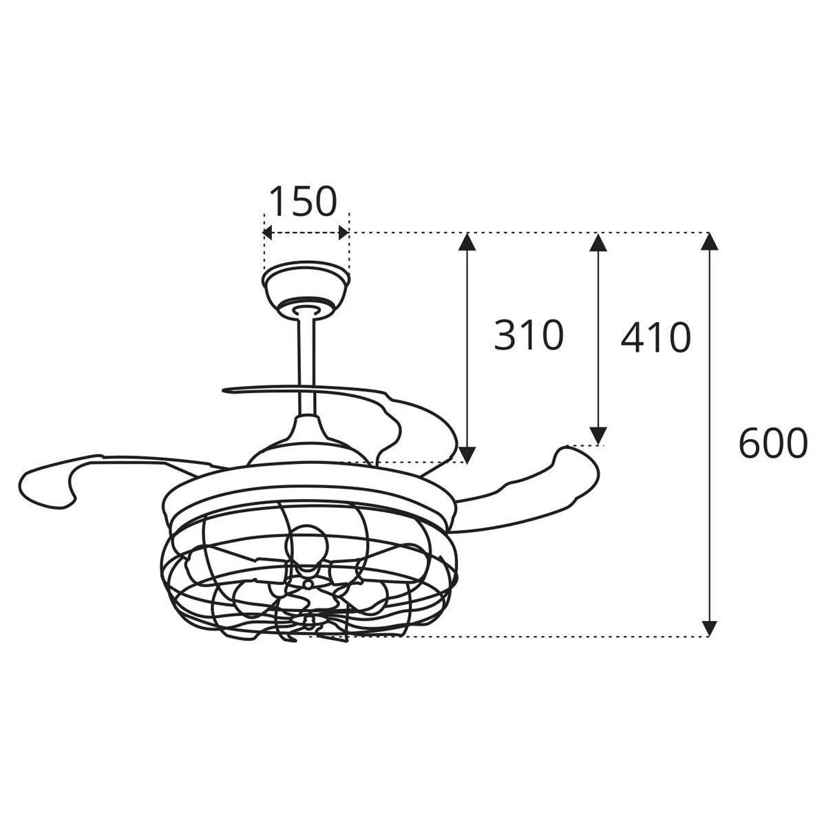 Quạt trần đèn giấu cánh Sinwa XD 206 màu đen mờ