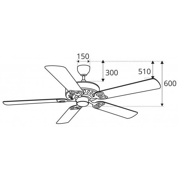 Quạt trần trang trí không đèn cánh gỗ Sinwa F62 ORB nâu ORB