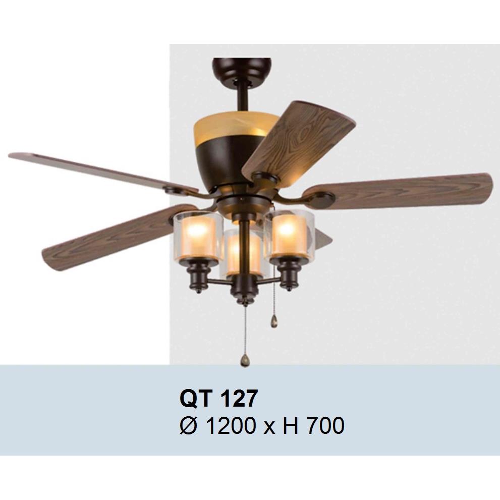 Quạt đèn trần Verona QT-127 cánh gỗ