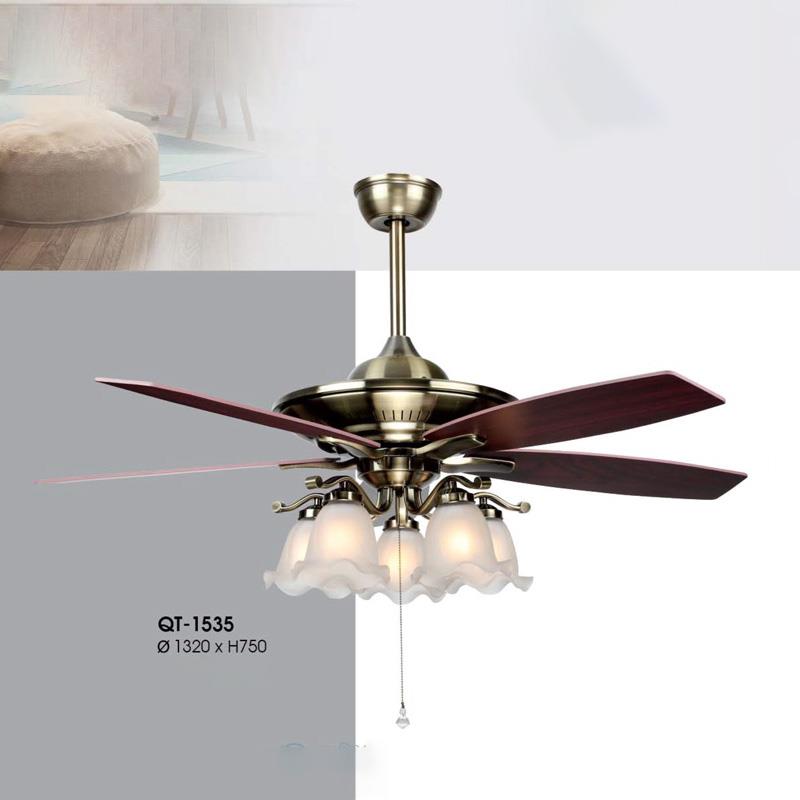 Quạt đèn trần Verona QT-1535 cánh gỗ