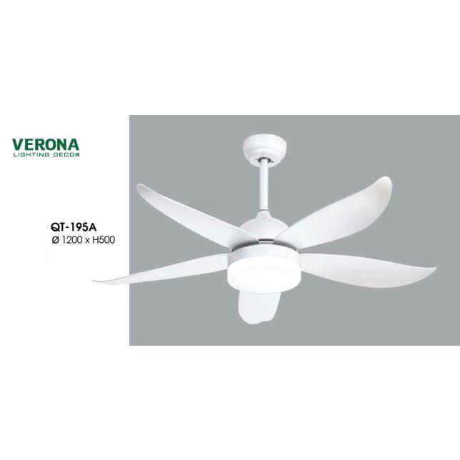 Quạt đèn trần Verona QT-195A 5 cánh nhựa màu trắng