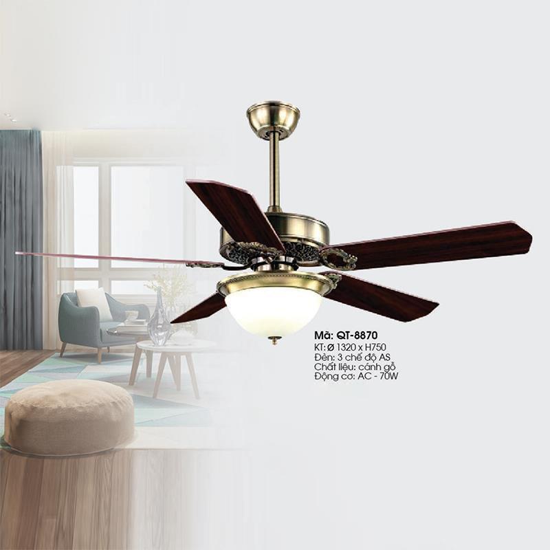 Quạt đèn trần Verona QT-8870 cánh gỗ