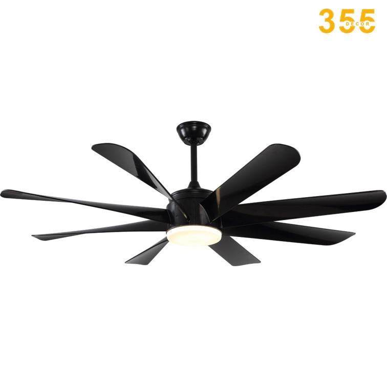 Quạt đèn trần 355 DECOR QT35 8 cánh nhựa ABS đen