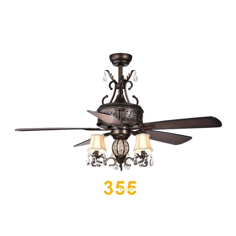 Quạt đèn trần 355 DECOR QT42055 cánh gỗ