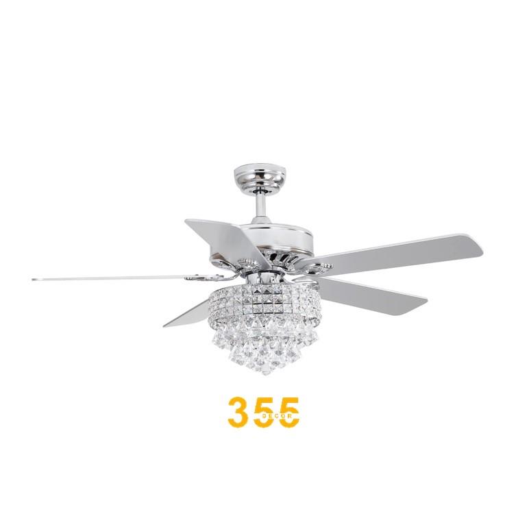 Quạt đèn trần 355 DECOR QT5277 pha lê