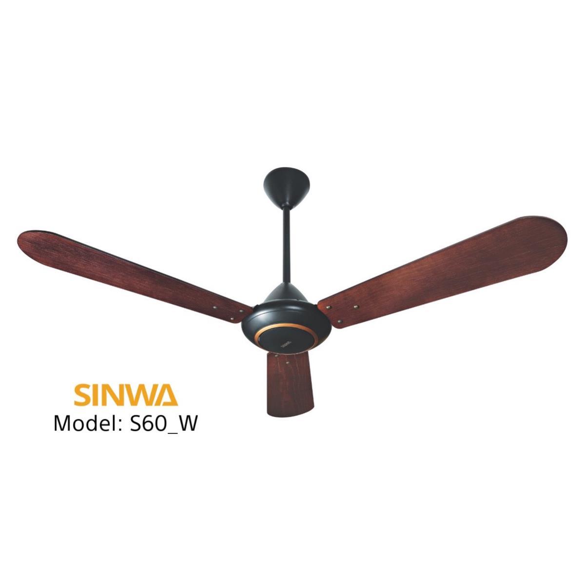 Quạt trần cánh sắt Sinwa S60_W màu nâu