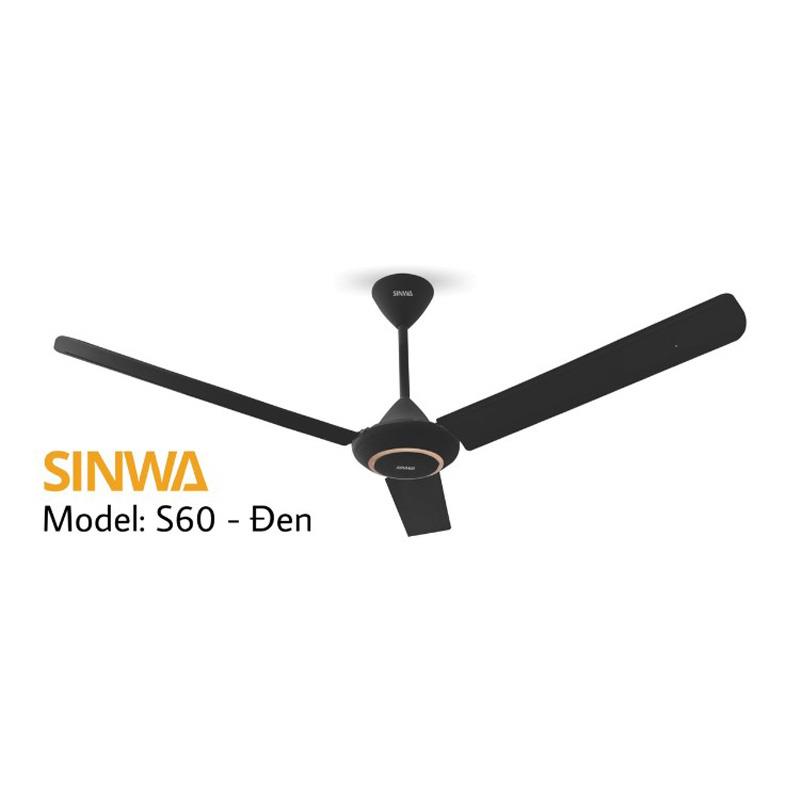 Quạt trần cánh sắt Sinwa S60 - Đen