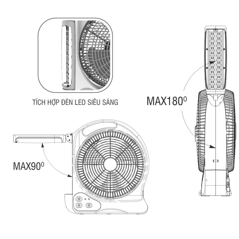 Quạt sạc Roman HFR12A1