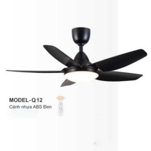 Quạt đèn trần Euroto MODEL-Q12 5 cánh nhựa AB đen MODEL-Q12