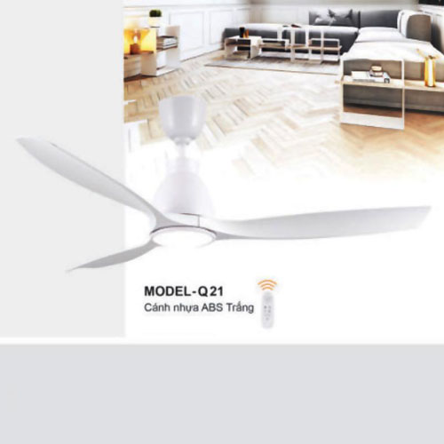 Quạt đèn trần Euroto MODEL-Q21 3 cánh nhựa ABS trắng MODEL-Q21