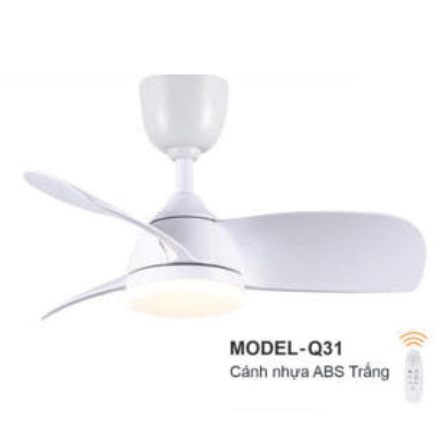 Quạt đèn trần Euroto MODEL-Q31 3 cánh nhựa ABS trắng MODEL-Q31