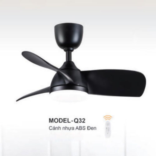 Quạt đèn trần Euroto MODEL-Q32 3 cánh nhựa ABS đen MODEL-Q32