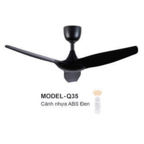 Quạt trần Euroto MODEL-Q35 3 cánh nhựa ABS đen MODEL-Q35