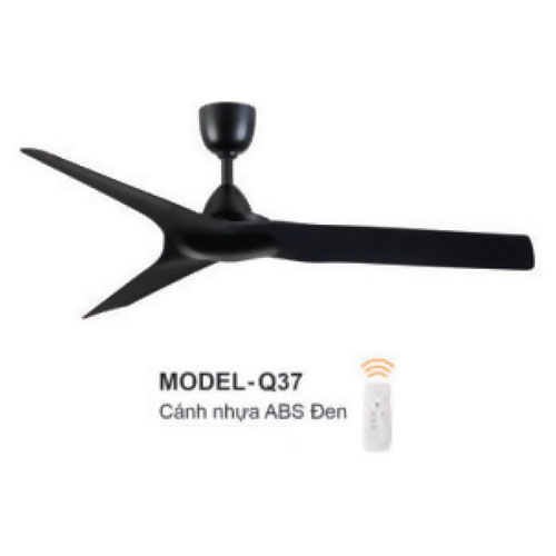 Quạt trần Euroto MODEL-Q37 3 cánh nhựa ABS đen MODEL-Q37