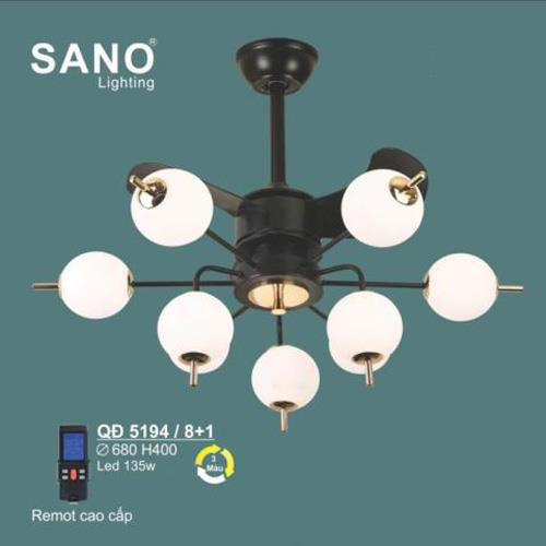 Quạt đèn trần Sano QĐ 5194/6+3 cao cấp QĐ 5194/6+3