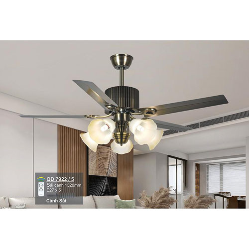 Quạt đèn trần Sano QĐ 7922/5 cánh sắt QĐ 7922/5