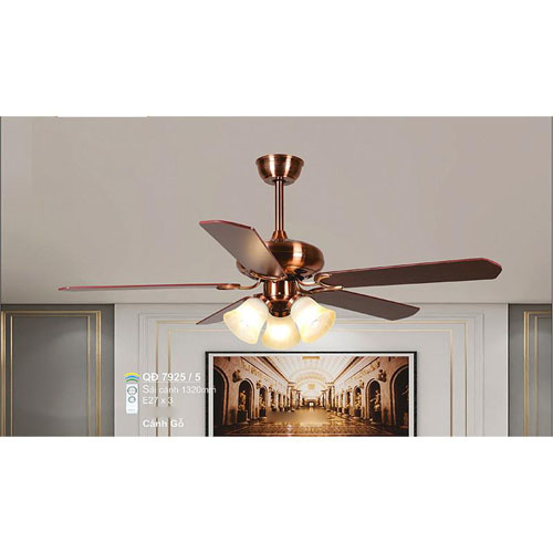 Quạt đèn trần Sano QĐ 7925/5 cánh gỗ QĐ 7925/5