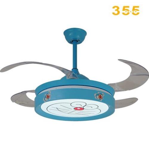 Quạt trần đèn giấu cánh 355 DECOR QT2794 hình mèo Doreamon QT2794