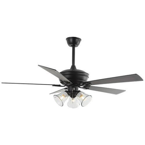 Quạt đèn trần 355 DECOR QT44 cánh nhựa ABS vân gỗ đen QT44