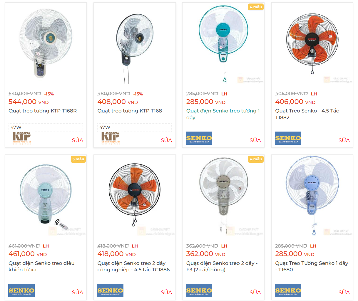 Một số loại quạt treo tường giá rẻ tại Thietbidiendgp