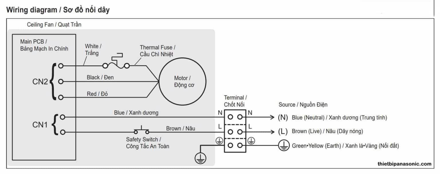 Sơ đồ nối dây điện quạt trần